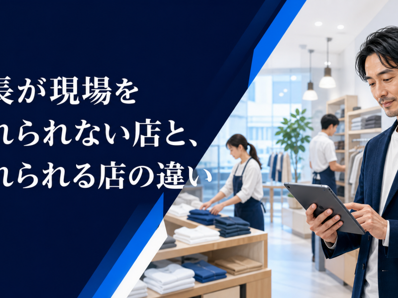 店長がタブレットで店舗ダッシュボードを確認するイメージ