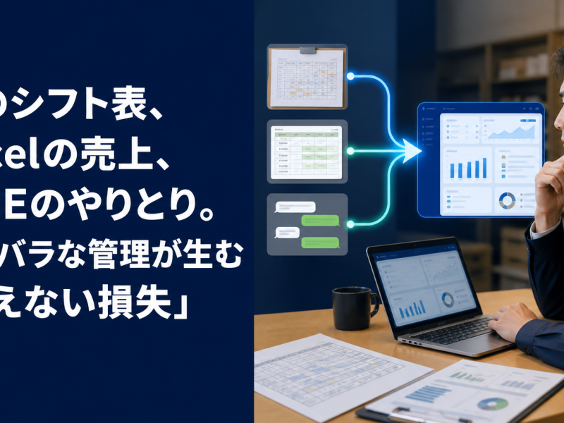 紙のシフト表、Excelの売上、LINEのやりとり。バラバラな管理が生む「見えない損失」のアイキャッチ画像