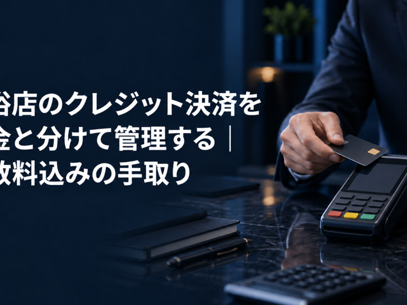 風俗店のクレジット決済を現金と分けて管理する｜手数料込みの手取り のアイキャッチ。カード決済端末にクレジットカードを通す場面