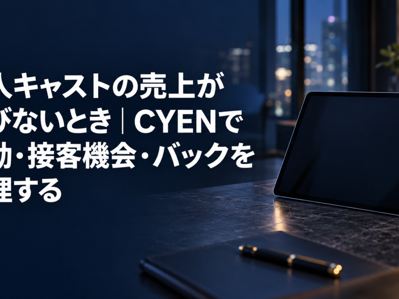 新人キャストの売上が伸びないとき｜CYENで出勤・接客機会・バックを整理する のアイキャッチ